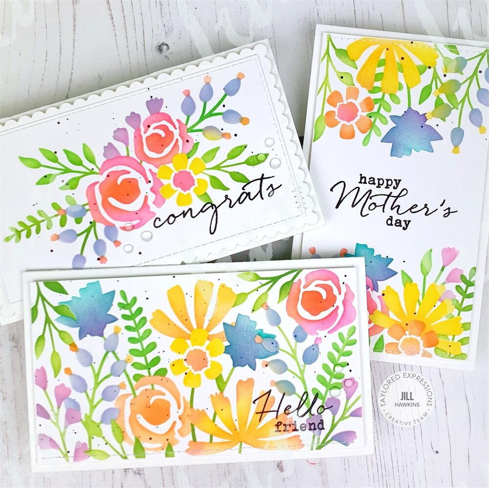 Spring Flowers Garden Triple Slim Layering Stencils Reusable Crafts Template Kids Fun Diy Drawing Scrapbooking Coloring Folders
