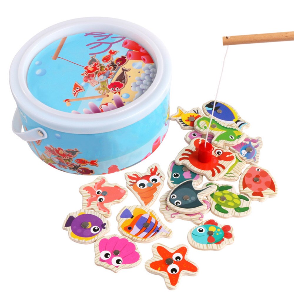 Magnetic Fishing Educational Fishing Game Wooden Toy Child Baby Birthday Parent Chiid Interaction Funny Fishing Toy