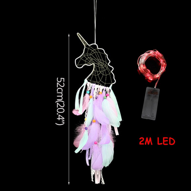 Luces LED, accesorios de atrapasueños de unicornio, adornos colgantes de pared, decoraciones para niños de unicornio brillante, decoraciones para de cumpleaños, Baby shower glow: 1pc F add LED