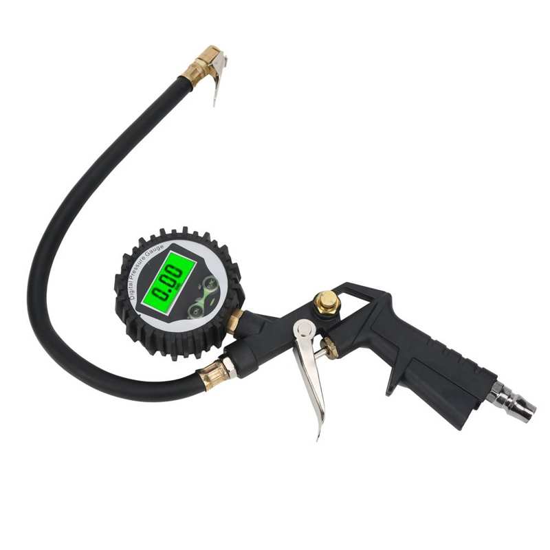 Adiwo bandenspanningsmeter, 220 PSI bandenpomp, met rubberen slang, ventielgereedschap, compressoraccessoires, conversiemondstuk, adapter, geschikt voor compressor auto motorfiets fiets vrachtwagen