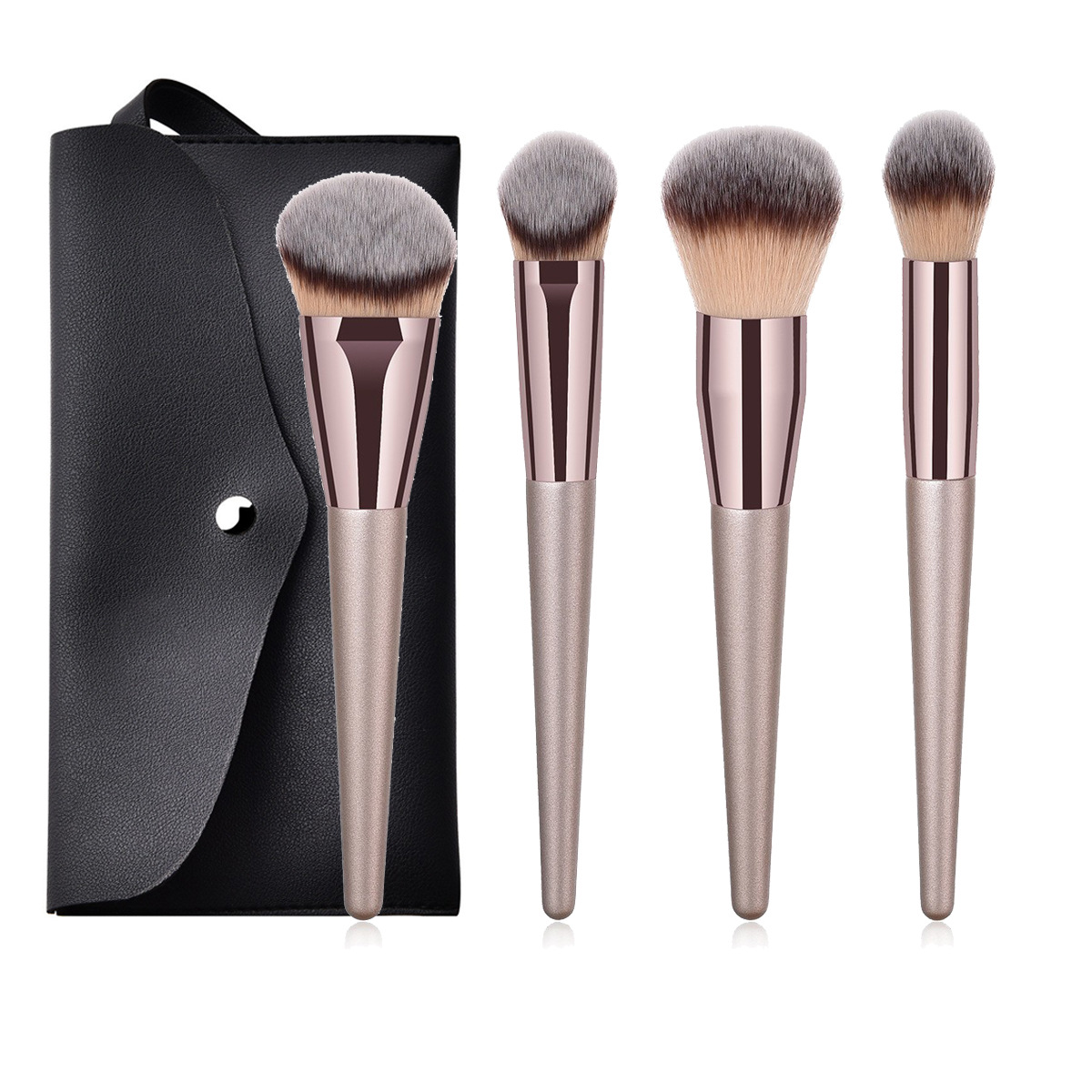Ensemble de pinceaux de maquillage Champagne pour femmes fond de teint cosmétique poudre Blush fard à paupières Kabuki mélange pinceau de maquillage outils de beauté: Black