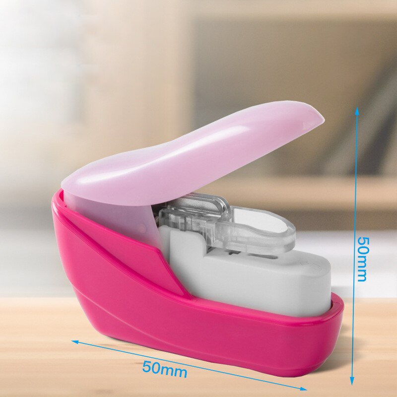 Compact Staple Free Staple, 4 Sheets Capacity, Mini Stapleless Stapler, Staple Pieces of Paper Without Making Any Holes on Paper: Rose red