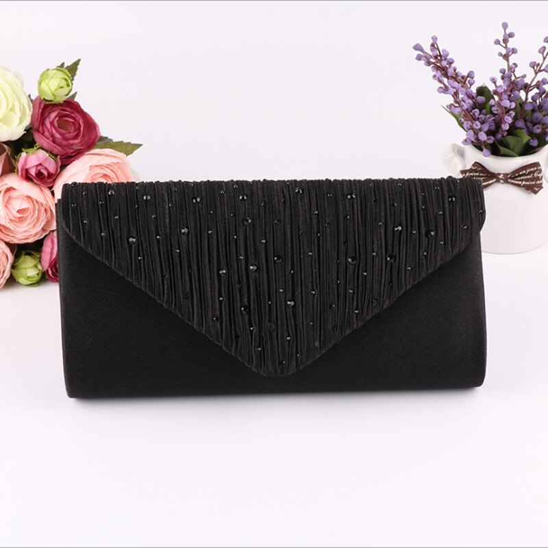 Pochette de soirée en Satin pour femmes, sac à main scintillant pour bal de mariage: A
