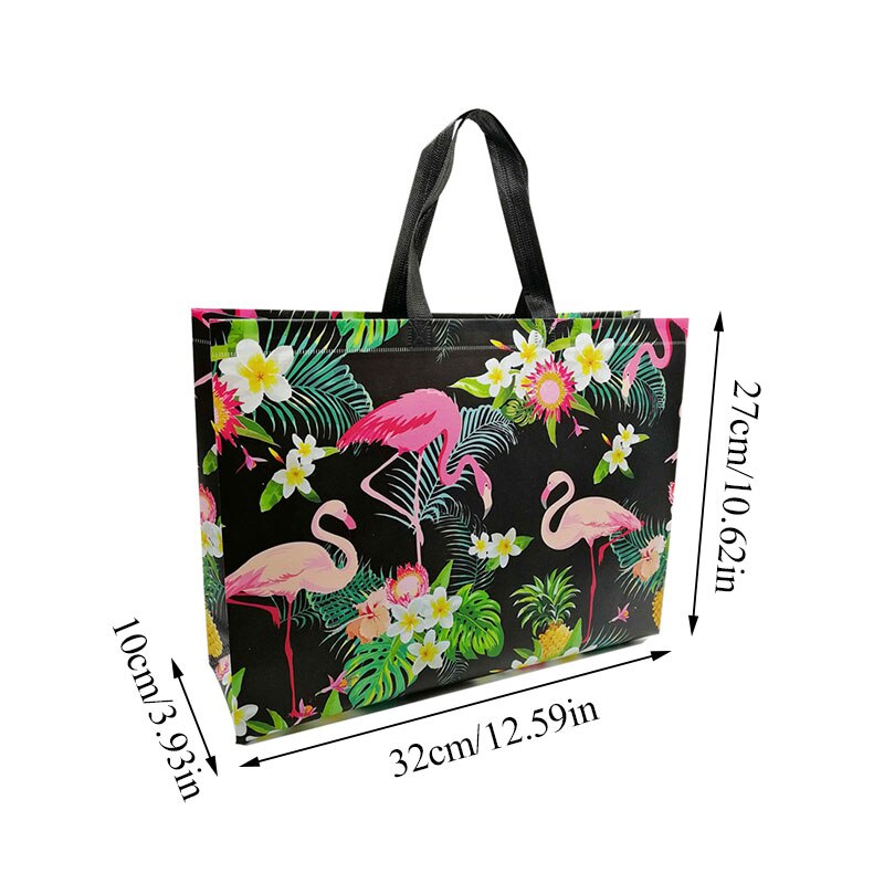 Durable Clothing Tote Bag Customization Eco-friendly Shopping Bag Pouch Travel Flamingo Printing Non-woven Fabric Folding Bag