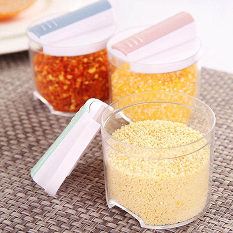 5 st / uppsättning transparent stapelbar kryddburk kök socker salt peppar krydda rack set