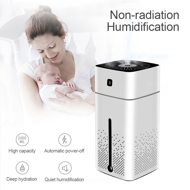 KBAYBO 1000ML USB Air Purifier Essential Aromas Oil Diffuser Ultrasonic humidificador Aromatherapy Large Capacity Mist Purifier