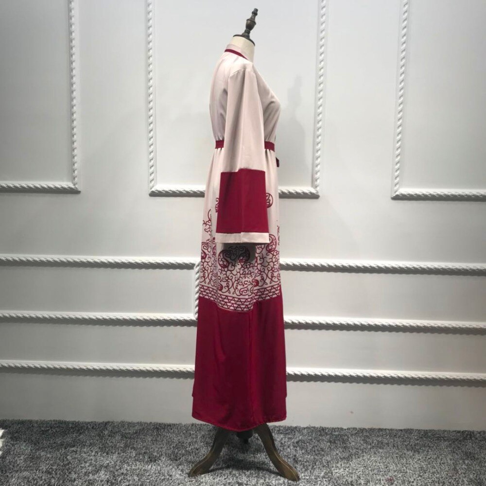 Mode Moslim Print Abaya Volledige Jurken Vest Kimono Lange Gewaad Toga Tuniek Jubah Midden-oosten Ramadan Arabische Islamitische Kleding #0