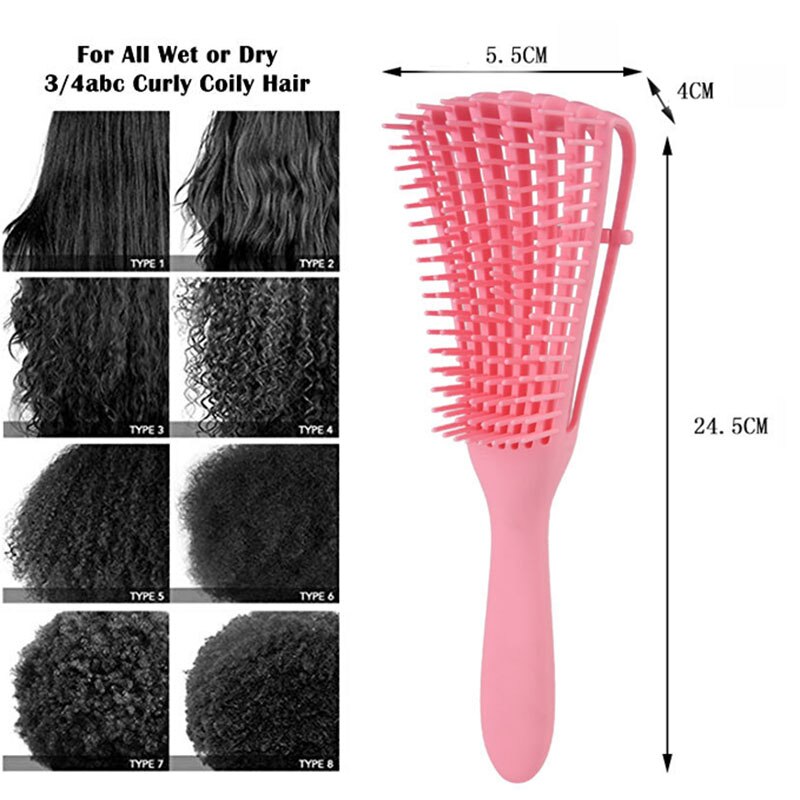 Dettangling hair brush 4c krøllet hår detangler børste hår vådt tykt kinky hår juster hårbørste hovedbundsmassage detangle hårbørste