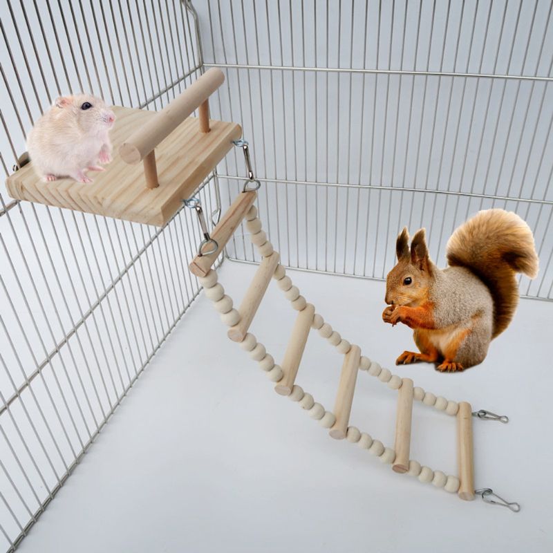 Trä fågel papegoja abborre leksak hamsterställ leka gym klätterstege lekplats litet husdjur tugga leksak fågelbur aktivitetscenter  c42
