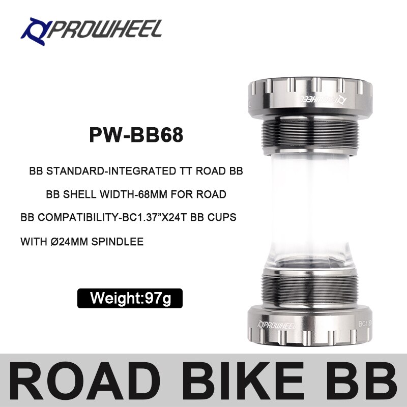 PROWHEEL BB68/86/73/92/86 Mountain Road Bike Bottom Bracket BB68/73MM Apply to Axis 24mm Press-in Tooth pattern BB Crankset: PW-BB68