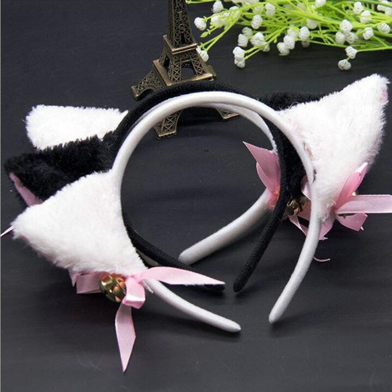 Anime mujeres oreja de zorro chica gato cinta del pelo de felpa cola ama de llaves de dama Conjunto de vestir accesorios carnaval partido del traje de Cosplay de Halloween