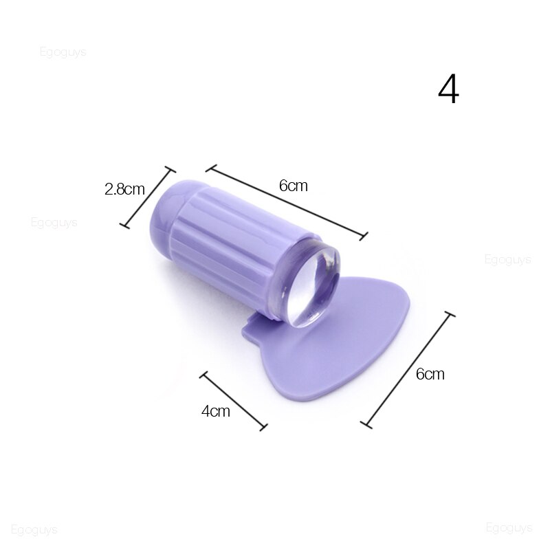 Nagel Kunst Vorlagen Klar Gelee Silikon Stempel enail stanzen platte Schaber mit Kappe transparent Nagel Stempel: 4