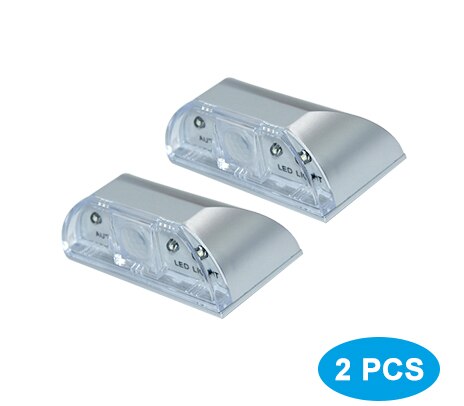 Lámpara de ojo de cerradura infrarrojo PIR móvil sin cables, cerradura para puerta con Sensor de luz para cocina, pasillo, escalera, almacén, lámpara nocturna plateada: Silver-2 PCS