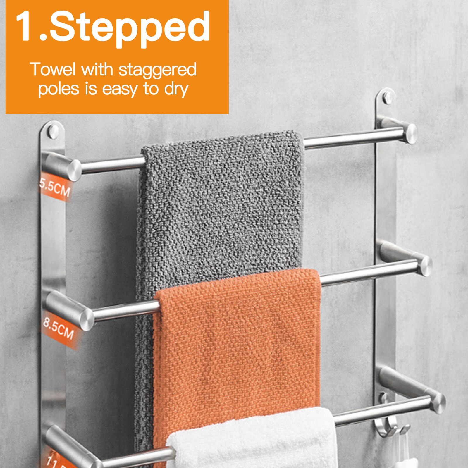 4 # Multifunctionele Handdoek Opbergrek Badkamer Geperforeerde Handdoek Opbergrek Muur Gemonteerde Geschikt Voor Badkamer En Keuken