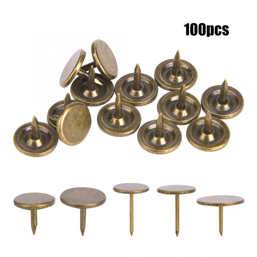 100 Stuks Bekleding Nail Platte Kop Cyaan Brons Iron Decoratieve Pin Sofa Meubels Bekleding Nail Tekening Pin Accessoires