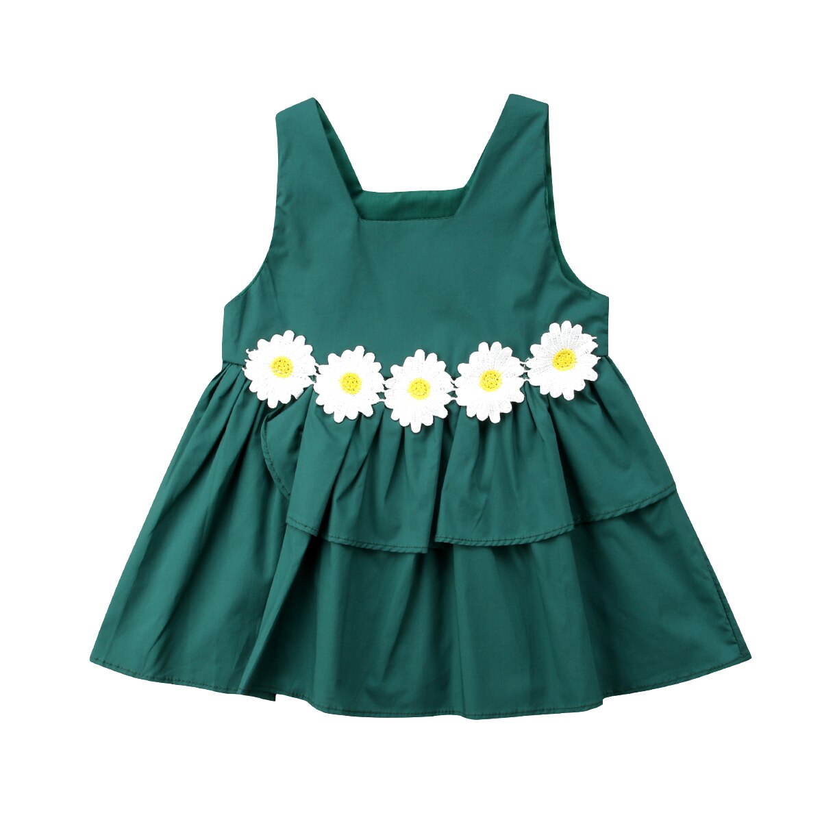 Pudcoco Kids Baby Meisjes Mouwloze Jurk Bloemen Tulle Party Trouwjurk: Groen / 3M