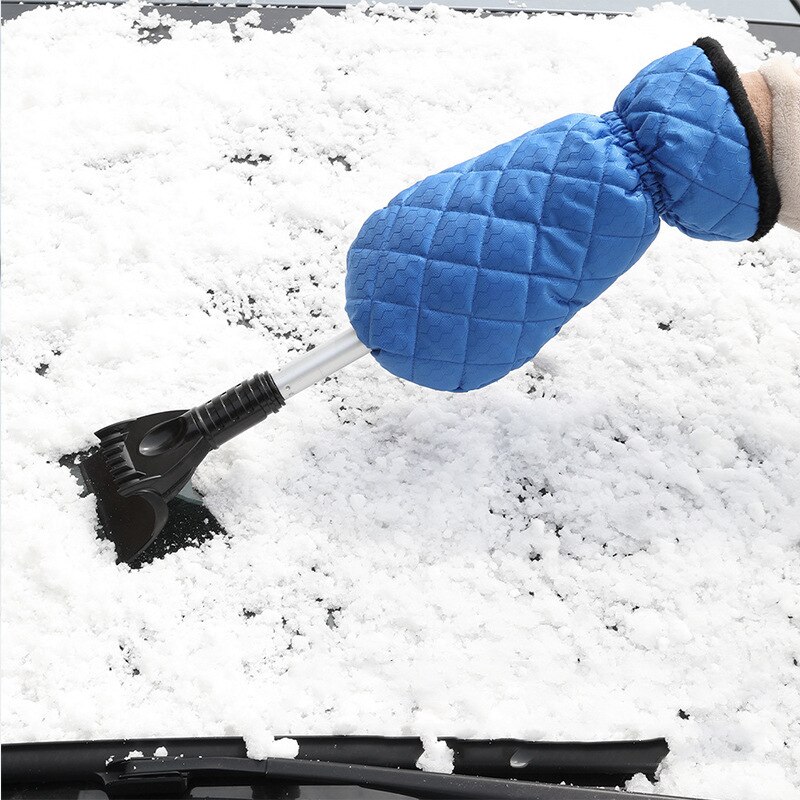 Thick Fleece Gloves Retractable Multifunctional Car Snow Removal Shovel Stylish Easy and Quick To Remove Ice and Snow: Blue snow shovel