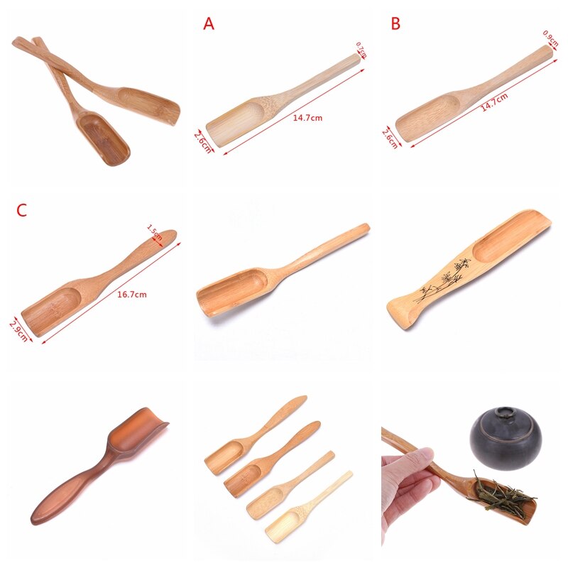 Tradition bamboo spoon coffee tea spoon wood scoop dining utensil flatware Tea Leaves Chooser Holder For Honey Suger 1pc