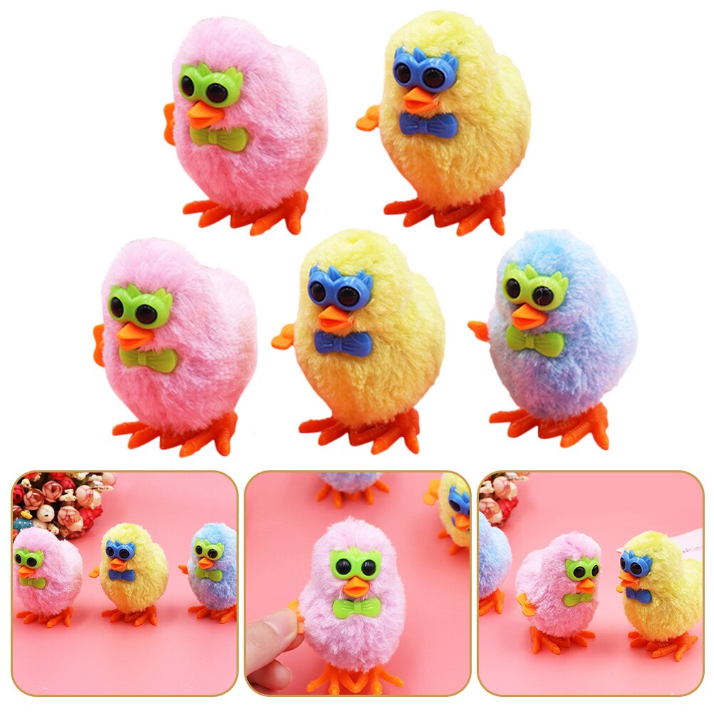 5pcs Wind-Up Jumping Chick Novelty Toys Animal Wind-up Plaything Random Color