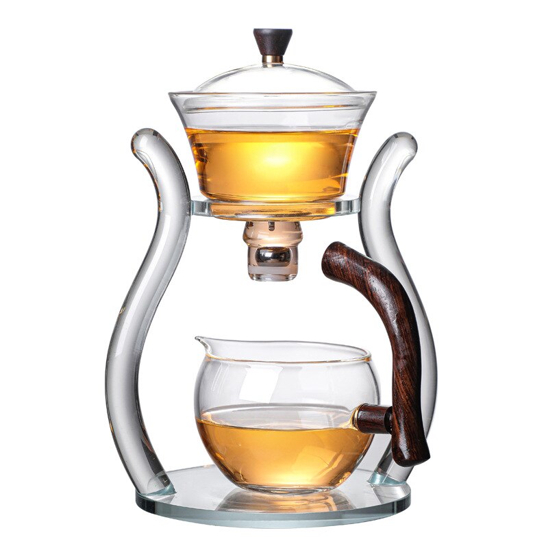 Glazen Theepot Set Glas Automatische Luie Thee Set Magnetische Roterende Kungfu Hittebestendige Theepot Pak