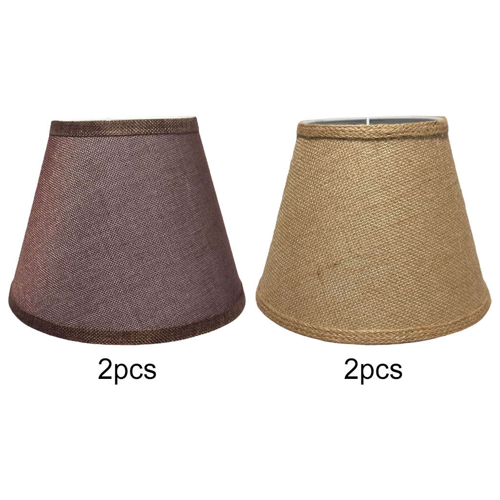 2 Pieces Rustic Table Lights Lamp Shades Linen Lampshades for Tearoom Office Bedside