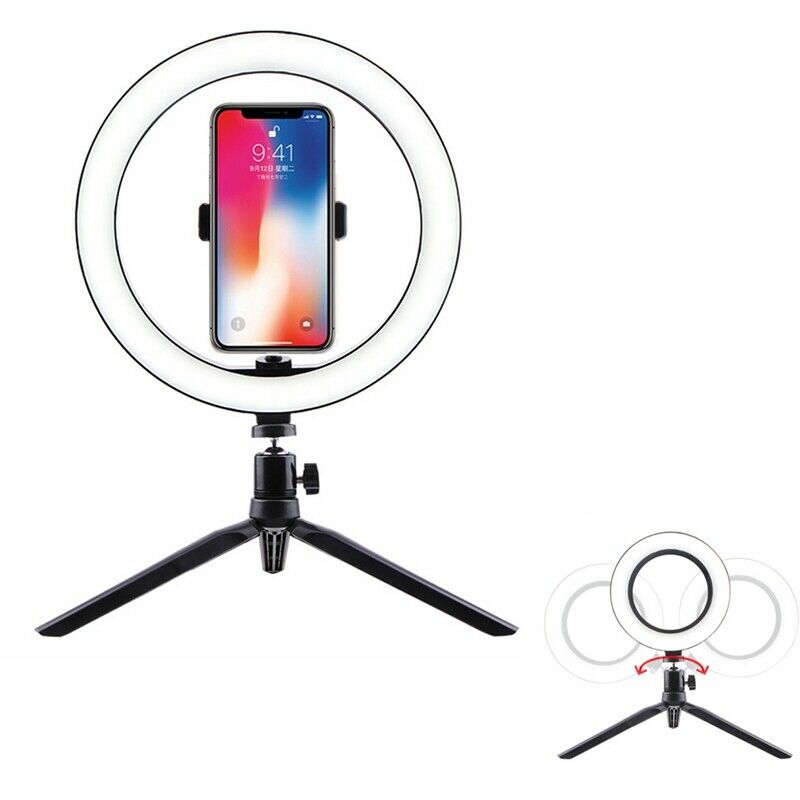 Anneau lumineux de 10 pouces avec trépied, lampe à intensité réglable, pour photographie, caméra, téléphone, maquillage, vidéo en direct