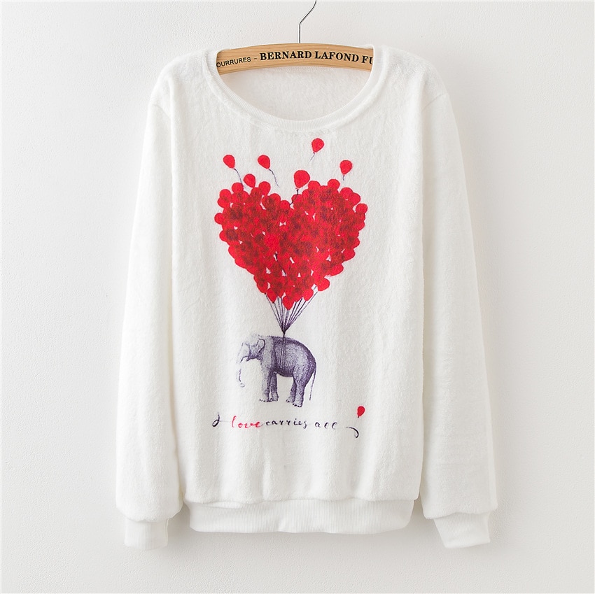 Hiver Harajuku femmes pull éléphant chien impression numérique hauts femme rouge à lèvres flanelle pulls femme dame pulls
