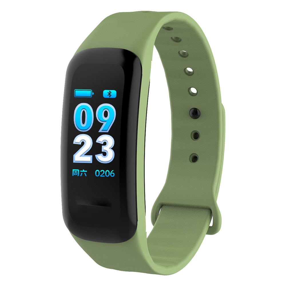 Color Screen C1S Smart Bracelet Waterproof Heart Rate Monitor Health Fitness Tracker Bluetooth Smart Watch for Sport PK MI Band4: Green