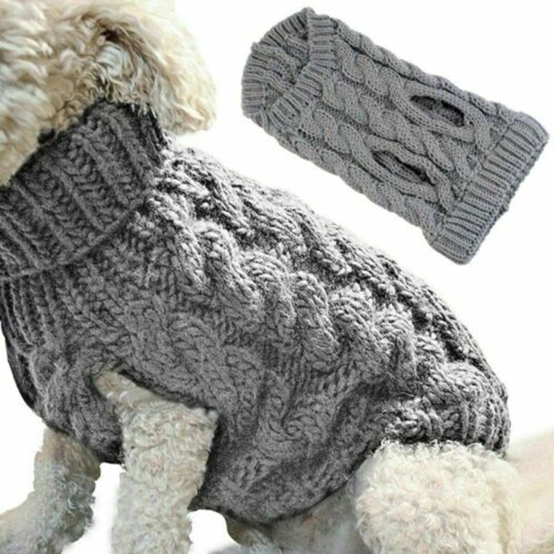 1Pc hiver chien pull petit chien vêtements chiot pull pour chien à tricoter tissu au Crochet noël chien pull décorations: gray / XL