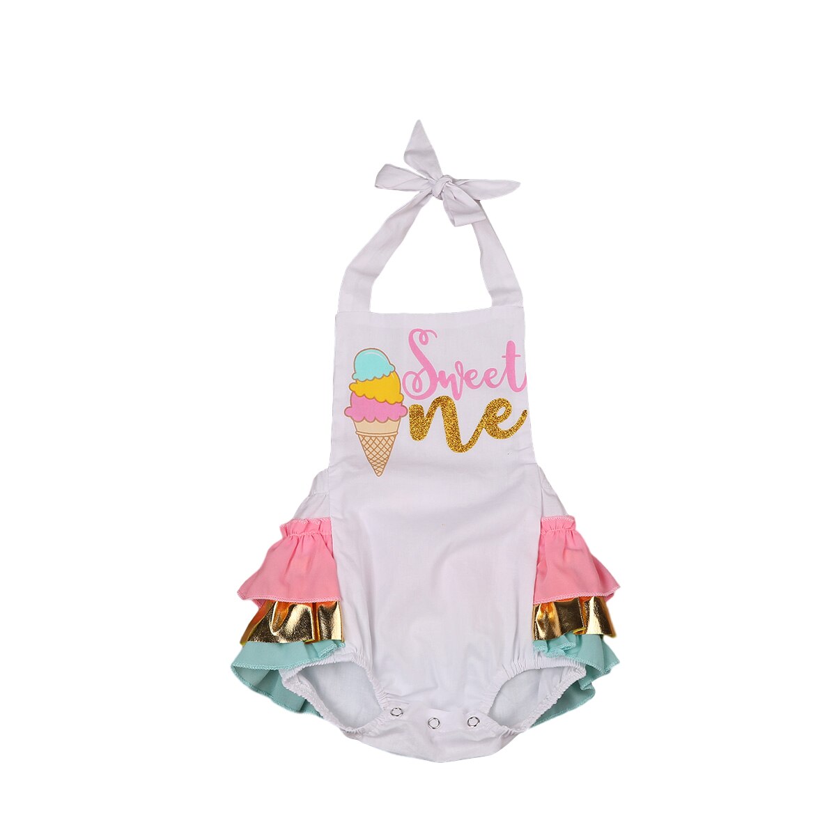 -né enfants bébé filles garçons combishorts sans manches ceinture lettre imprimer dos nu volants combinaisons 0-24M