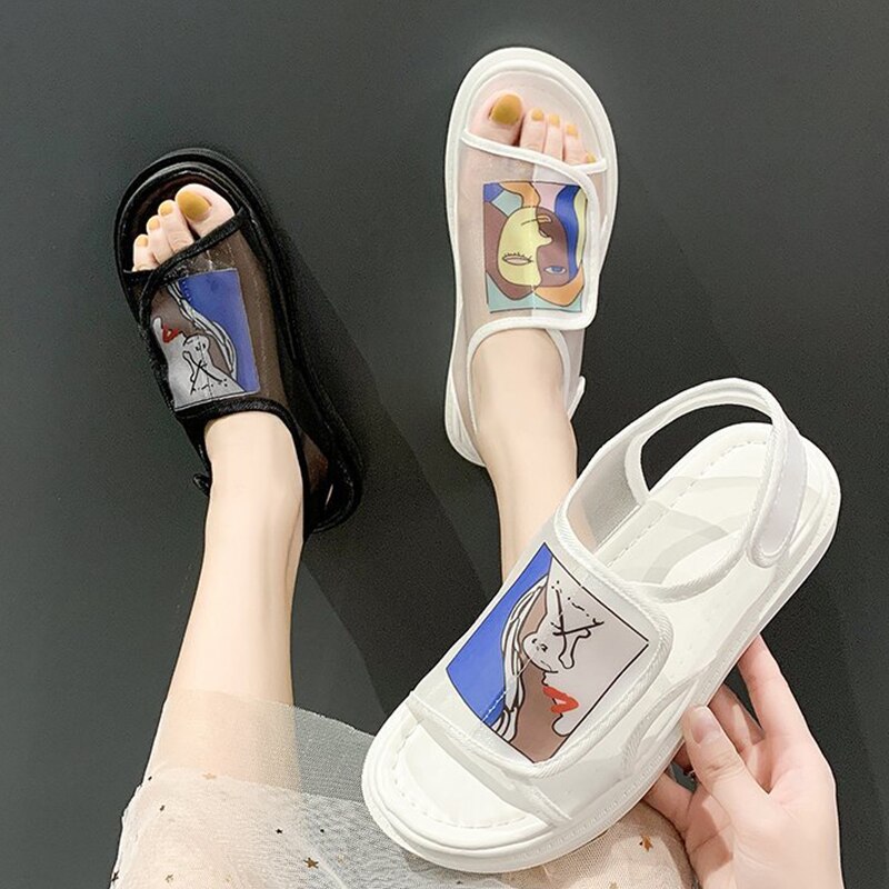 Chaussures femme sandale dentelle denim sandales femme bande élastique med été dames slip-on plat avec bloc confort moyen
