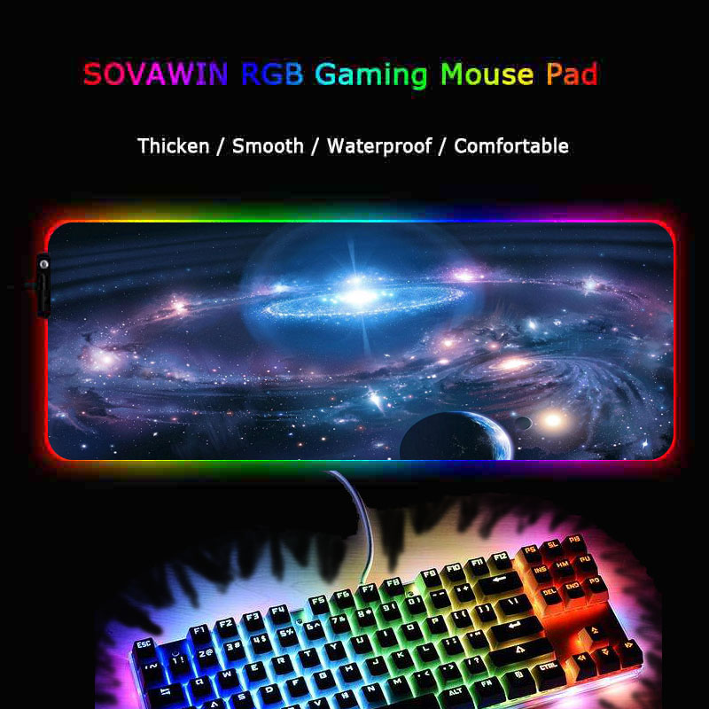 XGZ Space Planet Gaming Computer Mousepad RGB Large Mouse Pad Gamer Mouse Carpet Big Led Mause Pad PC Desk Play Mat with Backlit