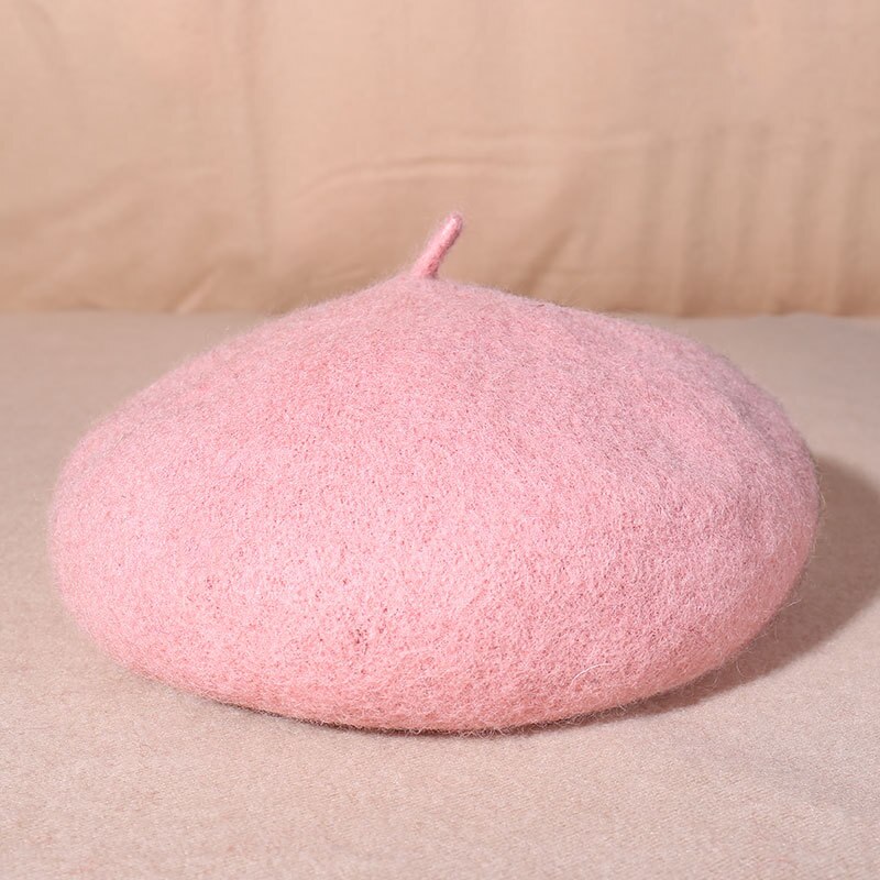 Cheap Women Winter Wool Beret French Hat Female Solid Color Bonnet Beret Hat Girls Thick Warm Walking Hat 15 Color