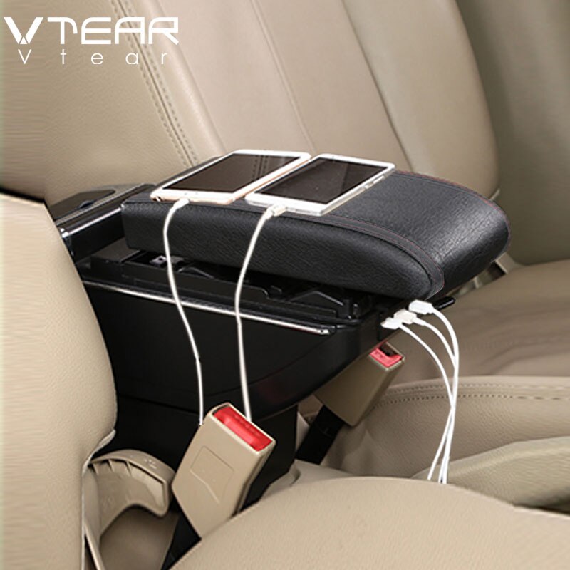 Vtear til toyota verso tilbehør armlæn boks usb armlæn bil styling læder opbevaring boks midterkonsol dekoration