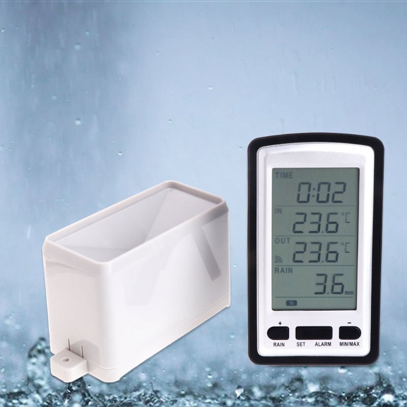 Wireless Rain Meter Gauge Weather Station indoor/outdoor temperature Recorder