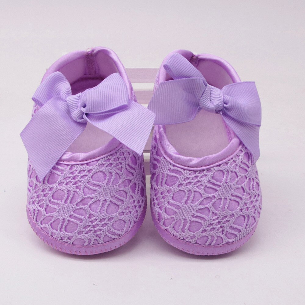 Newborn Baby Girls Soft Shoes Soft Soled Non-slip Bowknot Footwear Crib Shoes Print Breathable Comfort Cotton Children Shoes