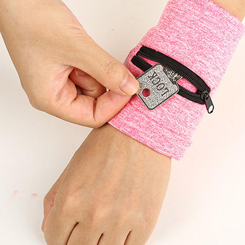 Men Women Running Sport Travel Zipper Wrist Wallet Band Coin Key Holder Storage Pouch Travel Gym Cycling Safe Sport Bag