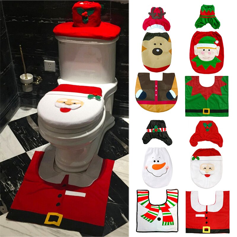 3 Stck Weihnachten Lieferungen Wc Dekoration Weihnachten Wc Badezimmer Dekoration Karikatur Wc Sitz Abdeckung Schlecht Zubehör