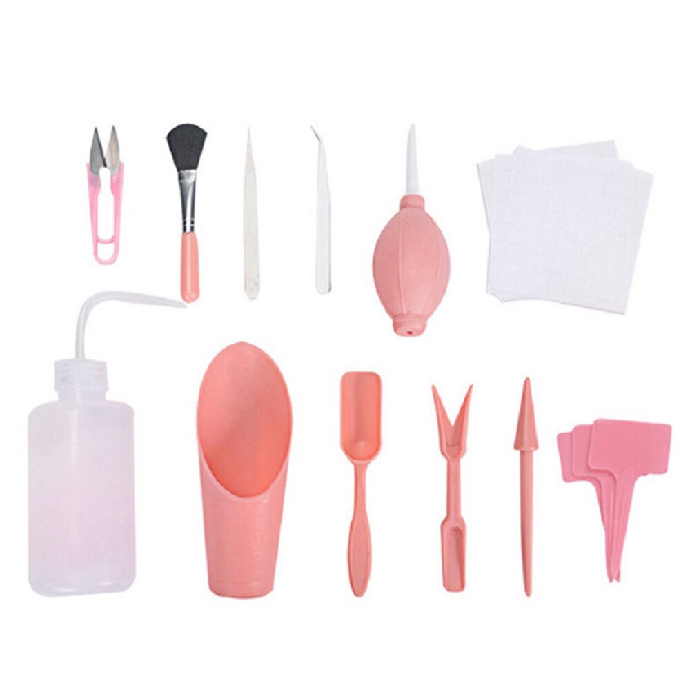 12 Pcs/Set Garden Planting Tools Set Succulent Transplant Seedling Tool Home Mini Garden Hand Tool Set Gardening Plant Care Kit: Pink