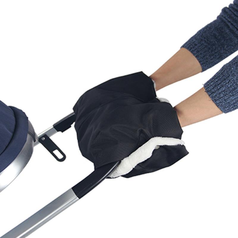 Gants de poussette chauds d&#39;hiver pour bébé, , imperméable, moufle, Buggy, épais, en laine: Black