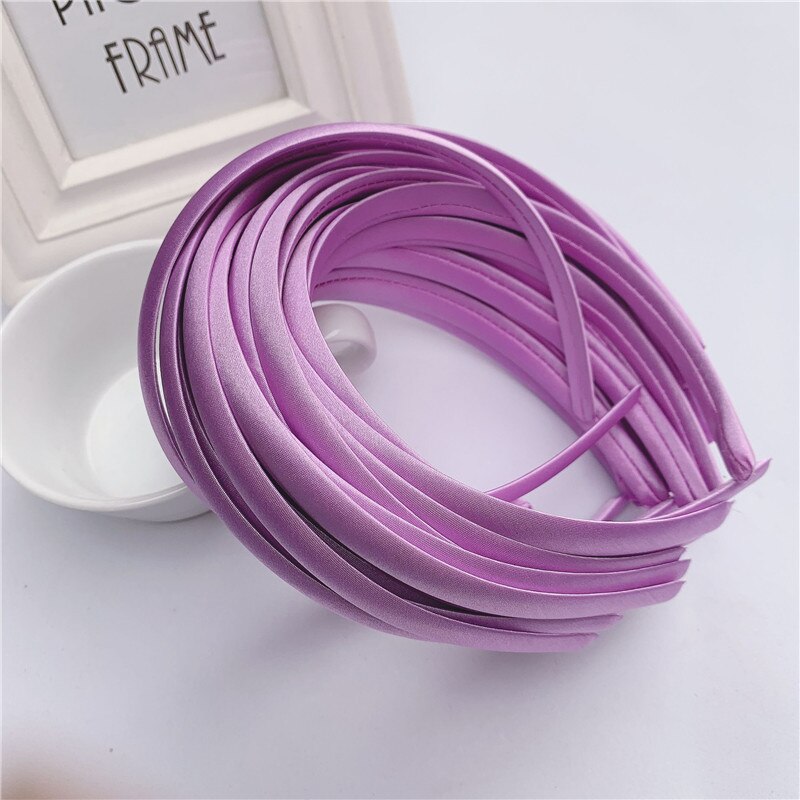 10pcs/lot Satin Covered Headband 12mm Wider Ribbon Hair Hoop Band Base For Hairbands Making Diy Girls Bow Hairwear Accessories: Purple