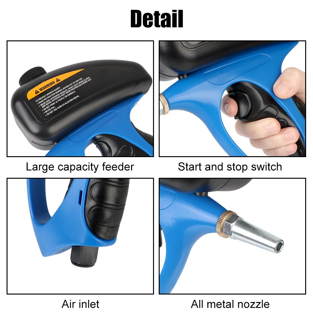 90psi Handheld Pneumatic Sand Blasting Machine Glass Tombstone Sprayer Sandblasting Machine Anti-rust Sandblaster