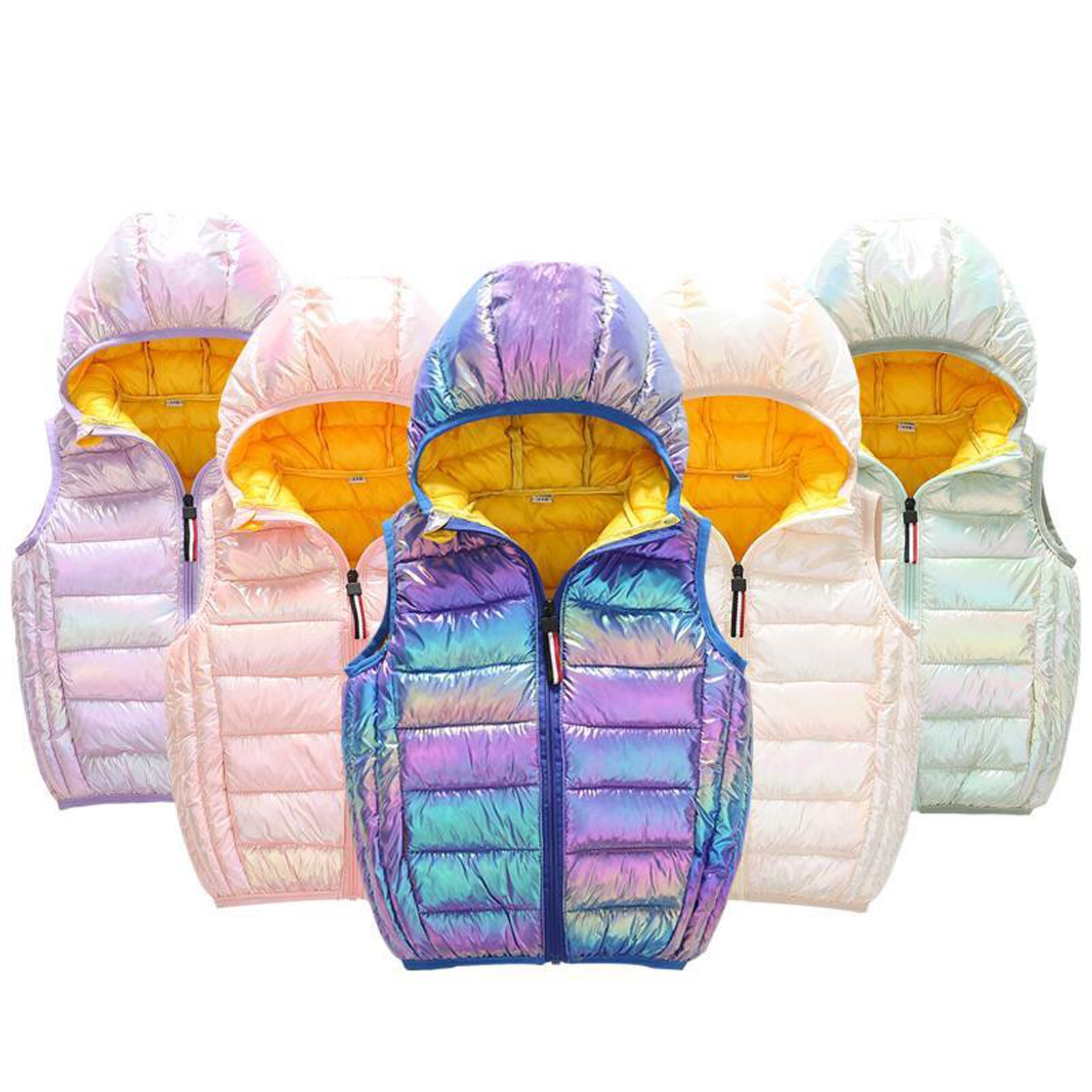 Crianças dos miúdos do bebê meninos meninas colete inverno quente casaco colorido manter quente sem mangas jaqueta com capuz para a menina casaco roupas dos miúdos