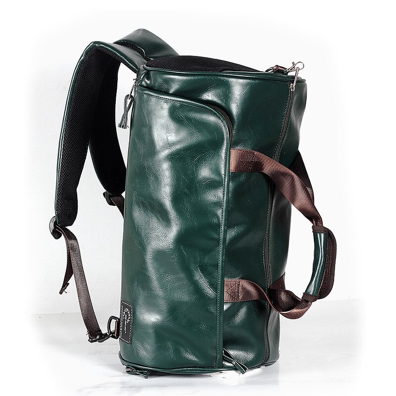 Sporttasche Leder Duffle Schulter Taschen Schuh Fach Wasserdichte draussen Reise Große Kapazität Sport Fitness Handtasche X163D: Rucksack Grün