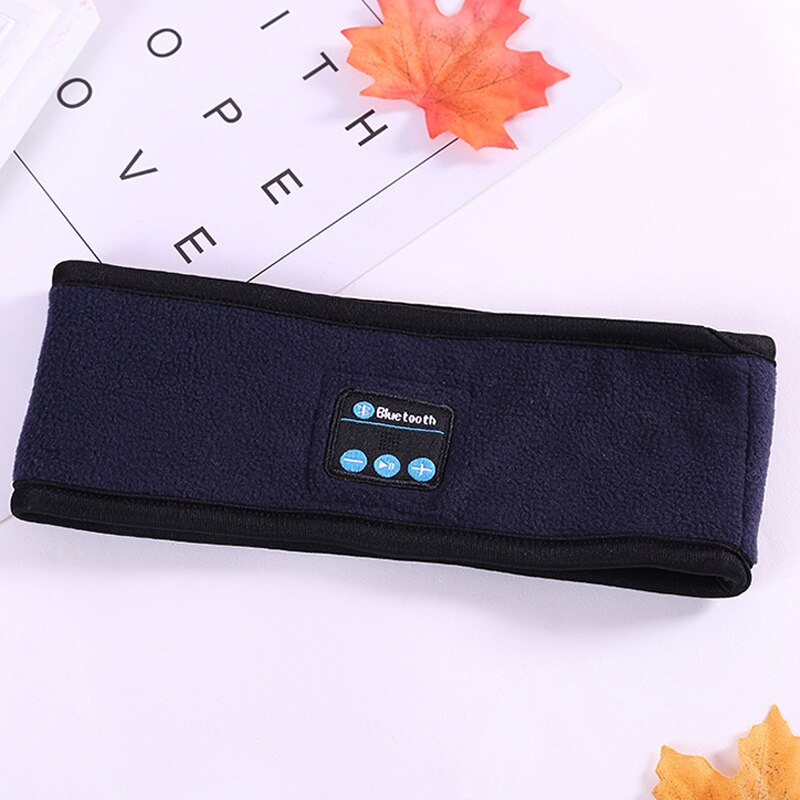 Bluetooth muziek hoofdband gebreide slaap hoofddeksels hoofdtelefoon luidspreker headset afneembare sportheadset hoofdband: Blauw