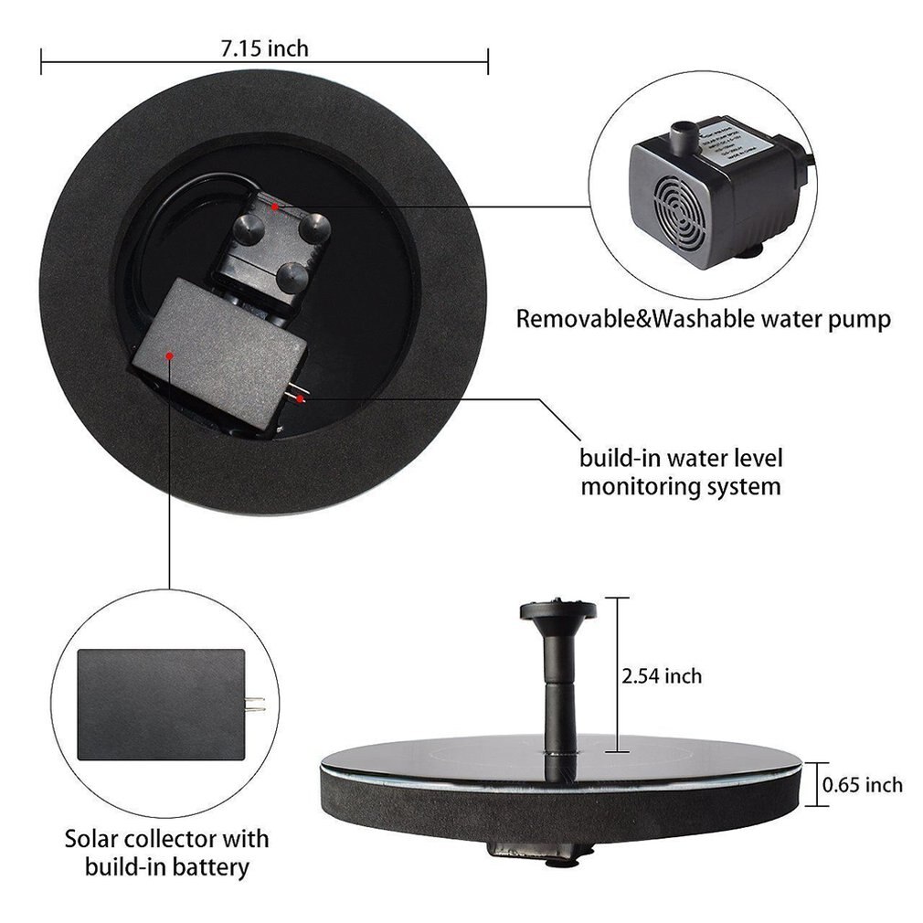 Batterij Verbeterde Solar Fontein Pomp Backup Zonnepaneel Kit Sterke Druk Hoge Water Bloem Solar Fontein Pomp