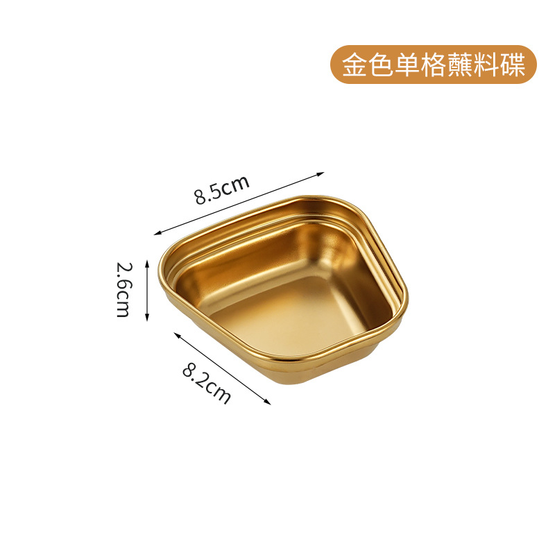 Plato de condimentos de acero inoxidable 304, olla , cuenco para inmersión, salsa de soja, barbacoa, Sushi, plato de vinagre, bandeja para condimentos, vajilla de cocina