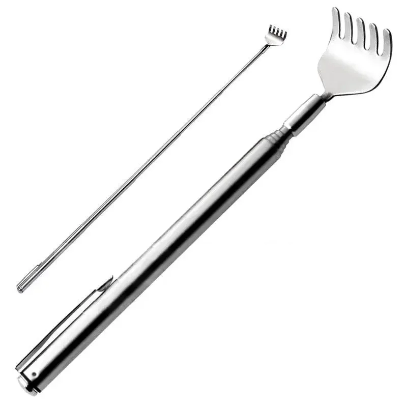 Práctico y práctico, portátil, ajustable, de acero inoxidable, Clip para bolígrafo, rascador de espalda, bolsillo telescópico, Kit de masaje para rascar, herramienta Manual: Violeta