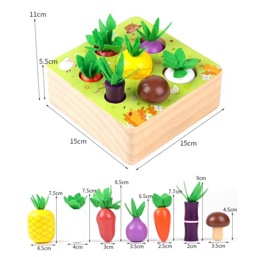 Houten Board Groente Wortel Oogst Matching Puzzel Kinderen Kids Peuter Speelgoed Kids Educatief Speelgoed Voor Kinderen