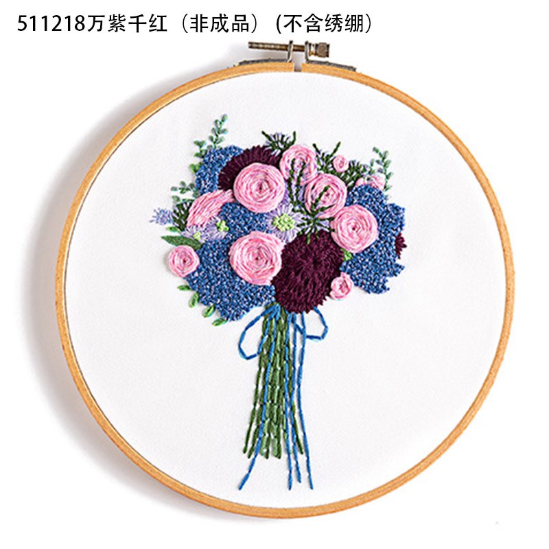 Gör-det-själv broderi kit blombukett mönster hantverk korsstygn material paket set dekor broderi båge sytillbehör: 511218